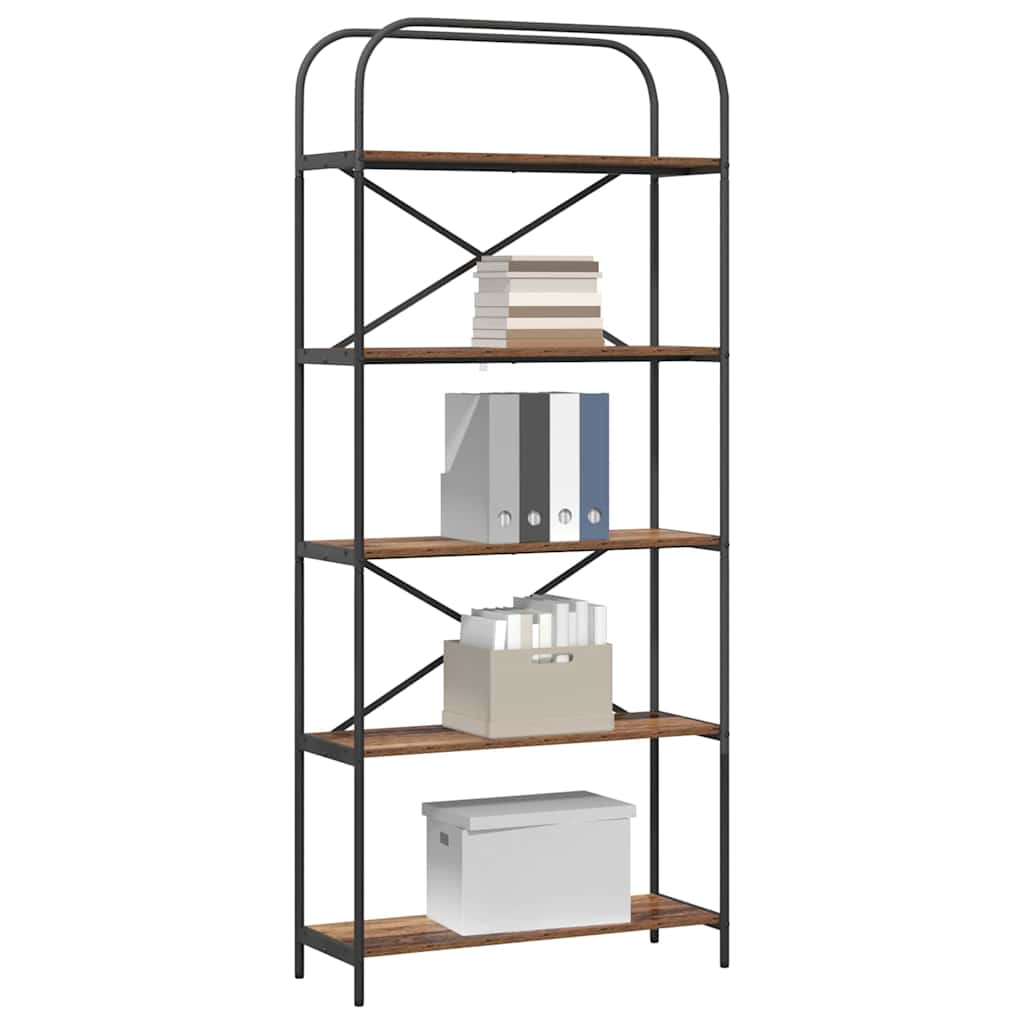 vidaXL Bookshelf 5-Tier 80 x 30 x 183 cm Engineered wood Old Wood 3