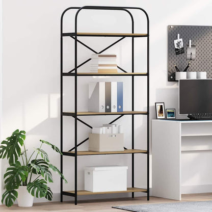 vidaXL Bookshelf 5-Tier 80 x 30 x 183 cm Engineered wood Artisan Oak 1