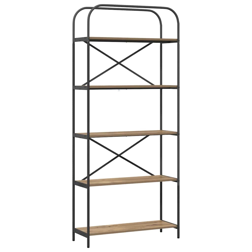 vidaXL Bookshelf 5-Tier 80 x 30 x 183 cm Engineered wood Artisan Oak 2