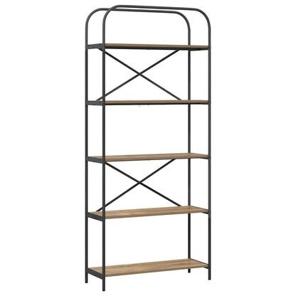 vidaXL Bookshelf 5-Tier 80 x 30 x 183 cm Engineered wood Artisan Oak 2