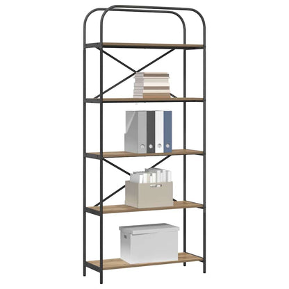 vidaXL Bookshelf 5-Tier 80 x 30 x 183 cm Engineered wood Artisan Oak 3