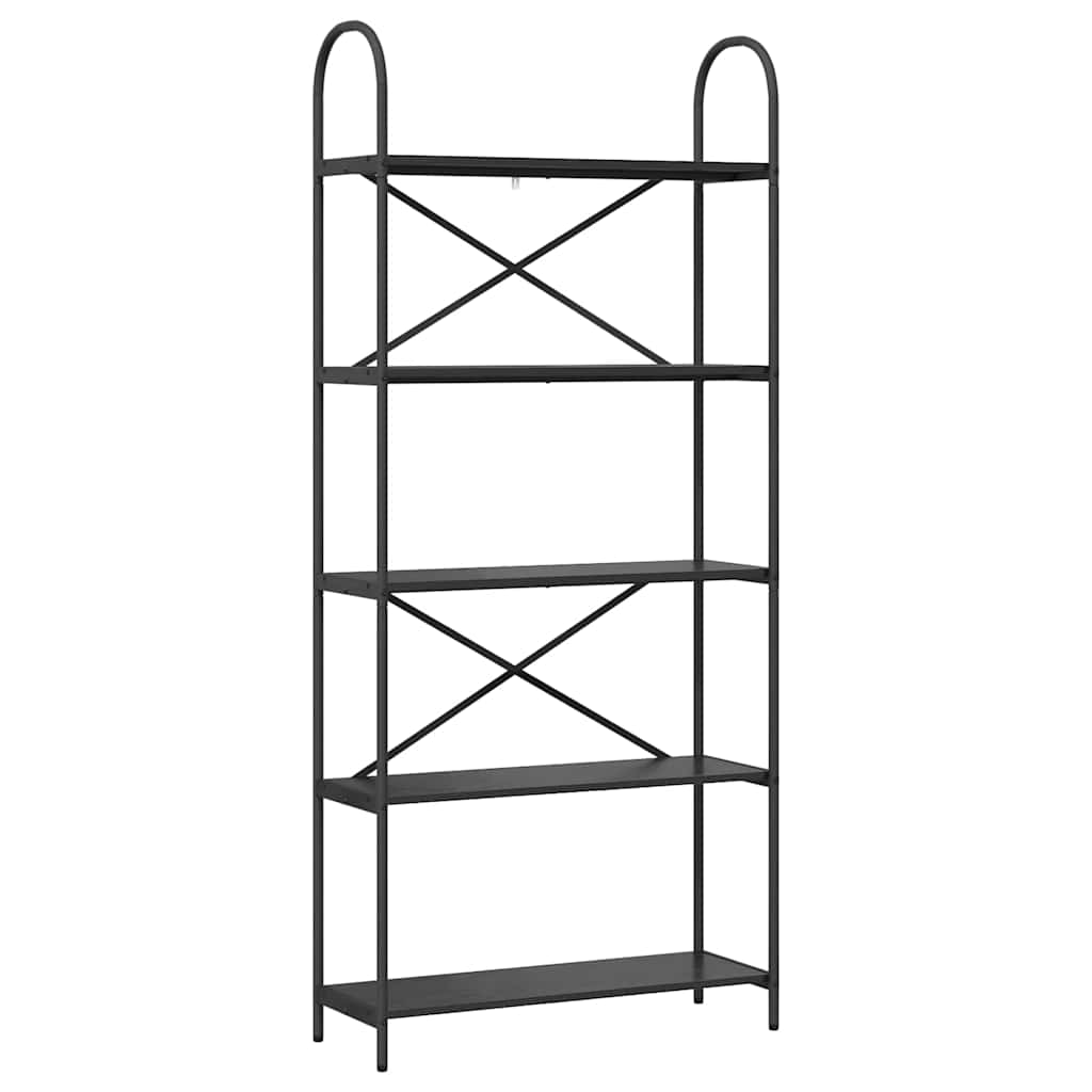 vidaXL Bookshelf 5-Tier 80 x 30 x 183 cm Engineered wood Black Oak 2