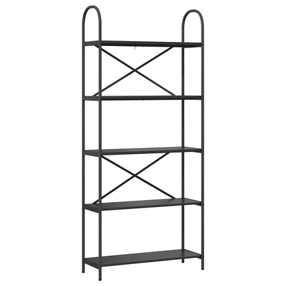 vidaXL Bookshelf 5-Tier 80 x 30 x 183 cm Engineered wood Black Oak 2