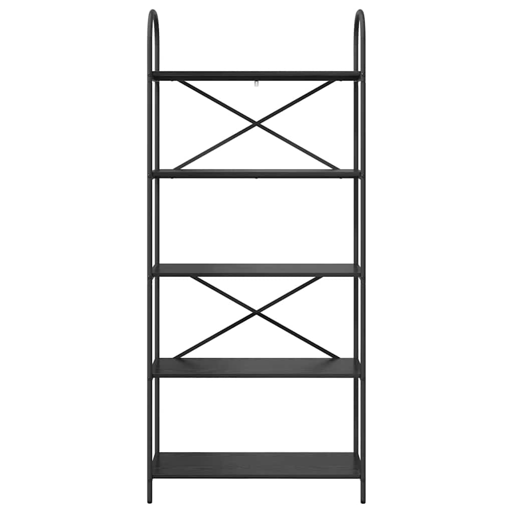vidaXL Bookshelf 5-Tier 80 x 30 x 183 cm Engineered wood Black Oak 5