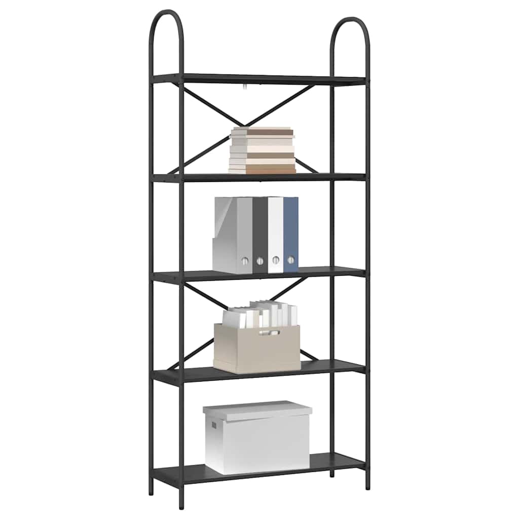 vidaXL Bookshelf 5-Tier 80 x 30 x 183 cm Engineered wood Black Oak 3