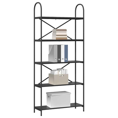 vidaXL Bookshelf 5-Tier 80 x 30 x 183 cm Engineered wood Black Oak 3