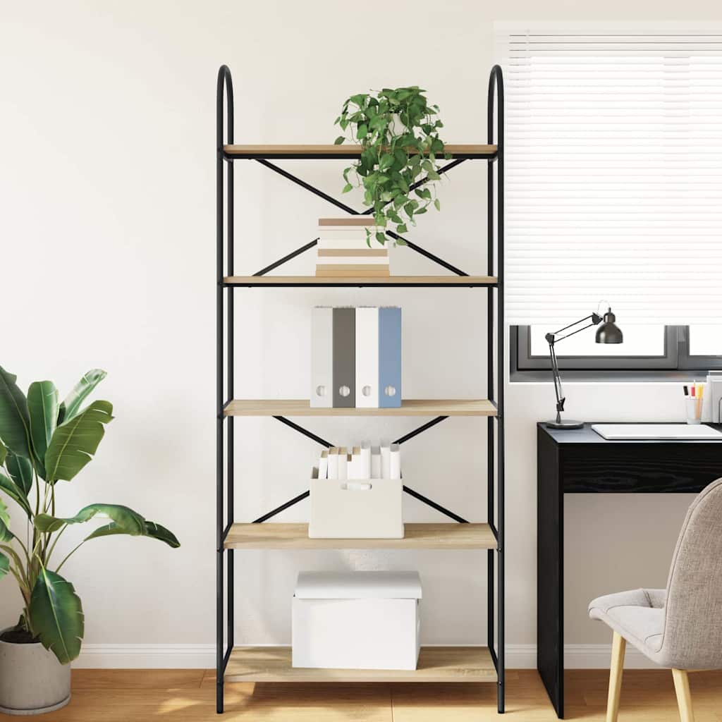vidaXL Bookshelf 5-Tier 80 x 30 x 183 cm Engineered wood Sonoma Oak 4