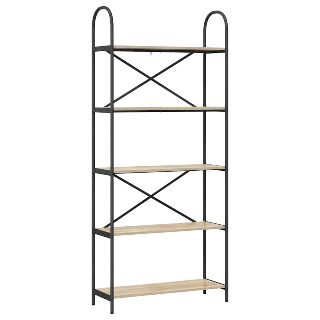 vidaXL Bookshelf 5-Tier 80 x 30 x 183 cm Engineered wood Sonoma Oak 2