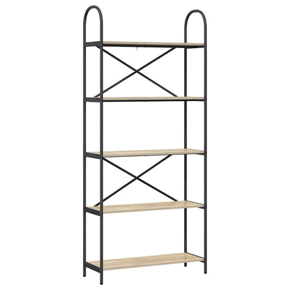 vidaXL Bookshelf 5-Tier 80 x 30 x 183 cm Engineered wood Sonoma Oak 2
