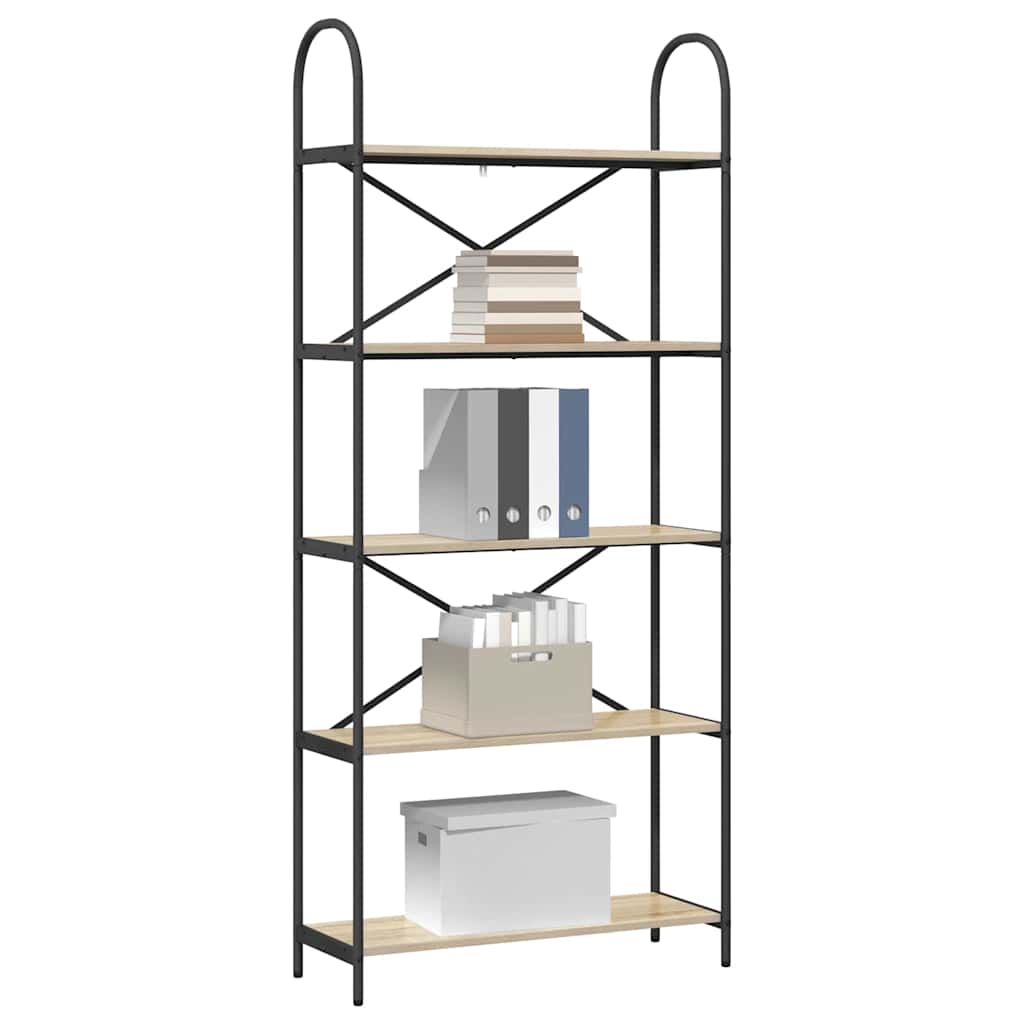 vidaXL Bookshelf 5-Tier 80 x 30 x 183 cm Engineered wood Sonoma Oak 3