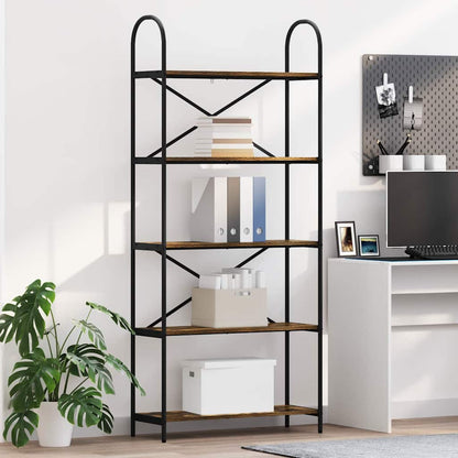 vidaXL Bookshelf 5-Tier 80 x 30 x 183 cm Engineered wood Smoked Oak 1