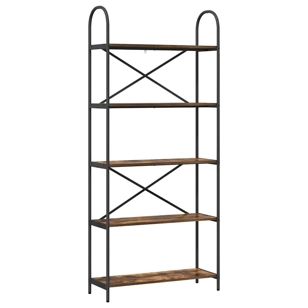 vidaXL Bookshelf 5-Tier 80 x 30 x 183 cm Engineered wood Smoked Oak 2