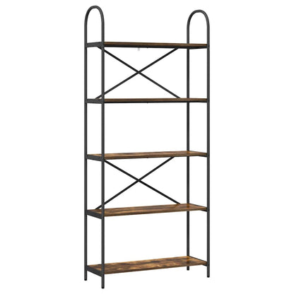 vidaXL Bookshelf 5-Tier 80 x 30 x 183 cm Engineered wood Smoked Oak 2