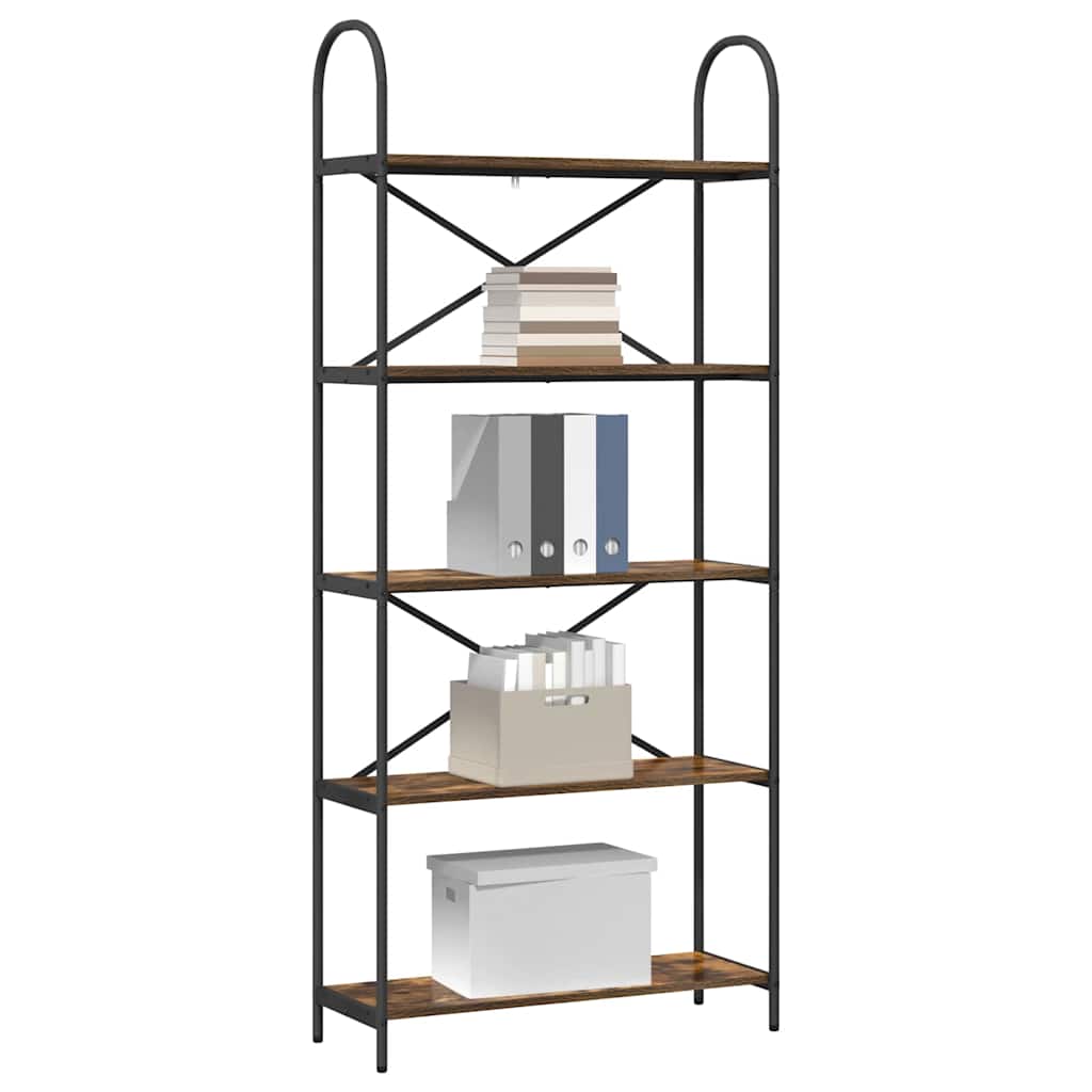 vidaXL Bookshelf 5-Tier 80 x 30 x 183 cm Engineered wood Smoked Oak 3
