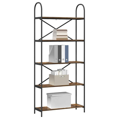 vidaXL Bookshelf 5-Tier 80 x 30 x 183 cm Engineered wood Smoked Oak 3