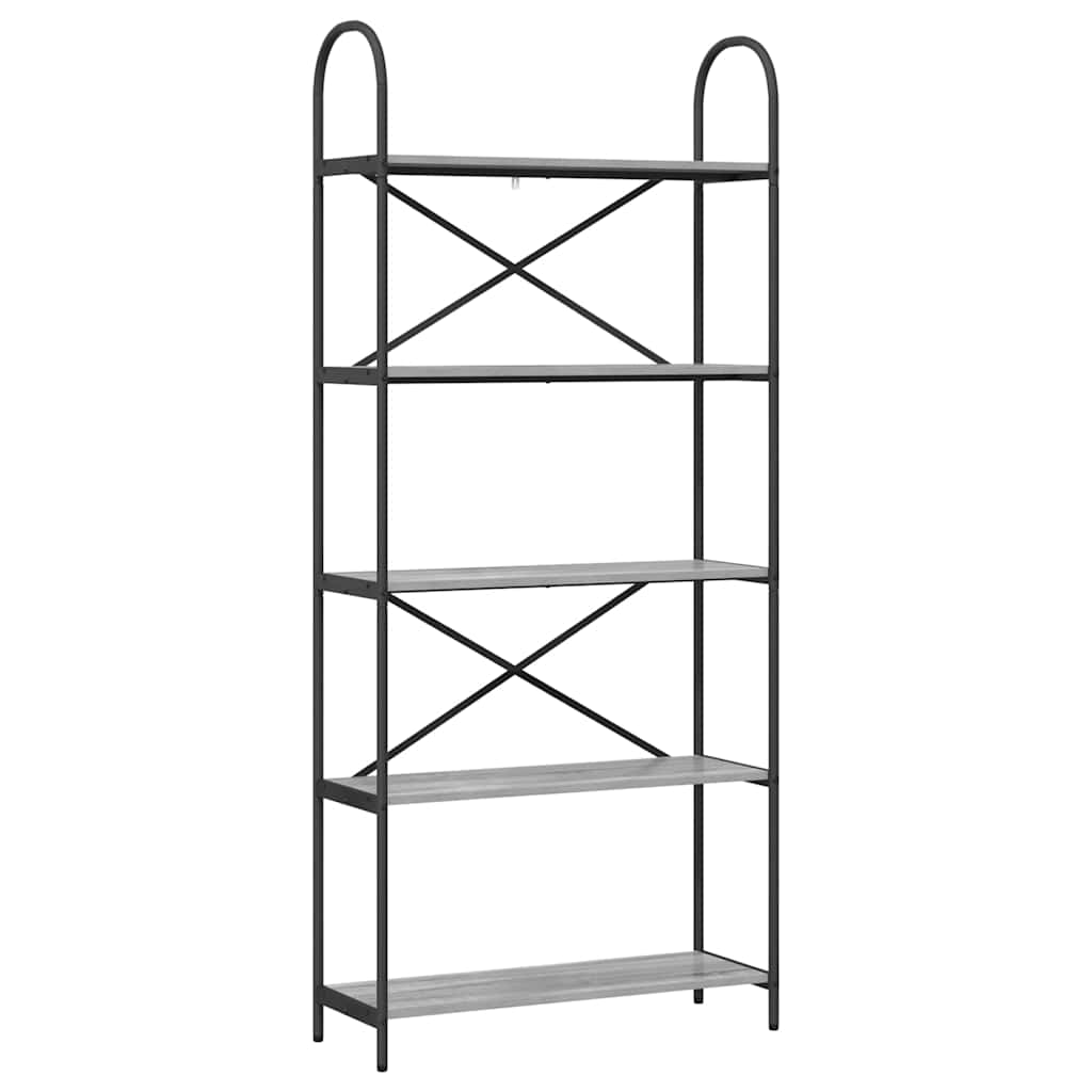 vidaXL Bookshelf 5-Tier 80 x 30 x 183 cm Engineered wood Grey Sonoma 2
