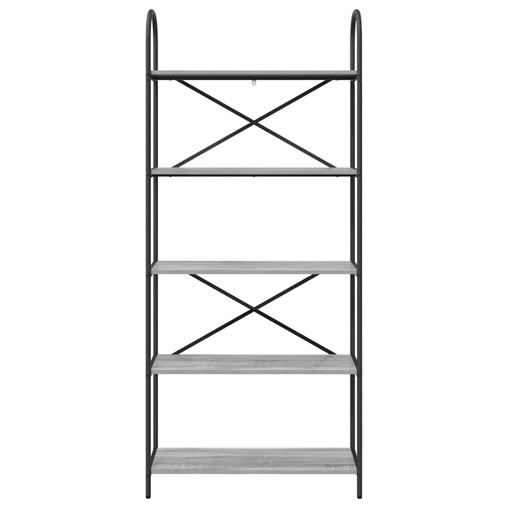 vidaXL Bookshelf 5-Tier 80 x 30 x 183 cm Engineered wood Grey Sonoma 5