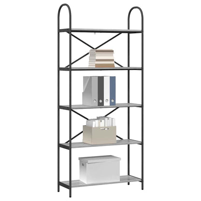vidaXL Bookshelf 5-Tier 80 x 30 x 183 cm Engineered wood Grey Sonoma 3