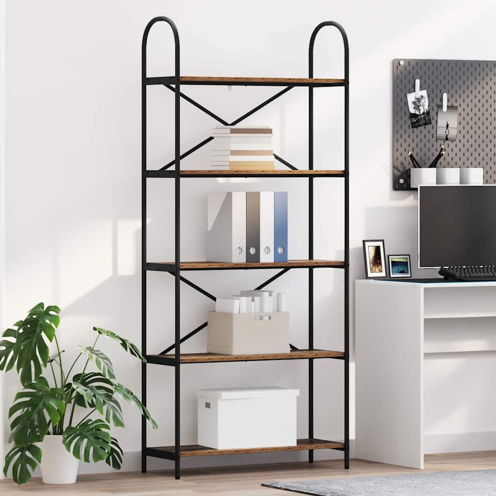 vidaXL Bookshelf 5-Tier 80 x 30 x 183 cm Engineered wood Old Wood 1