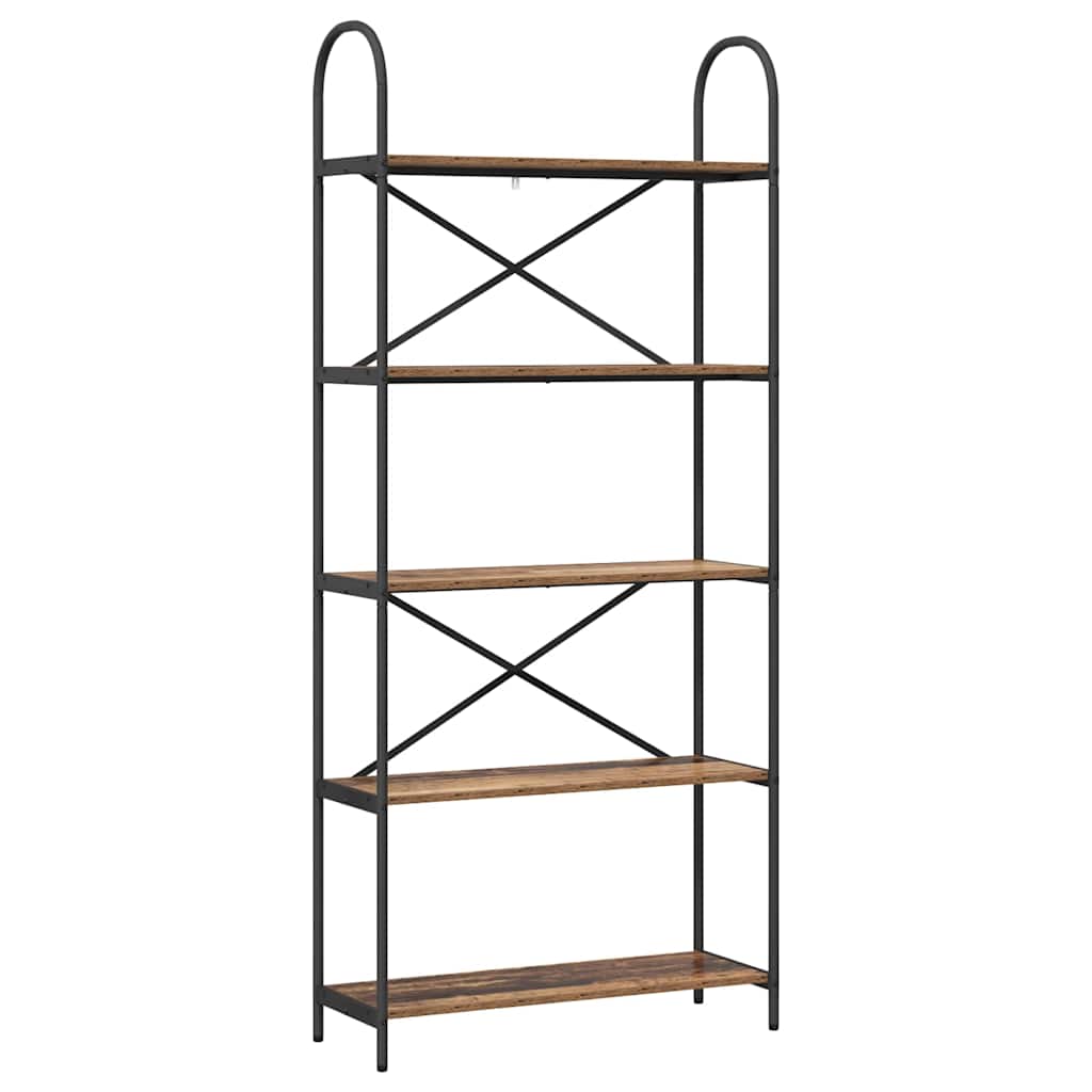 vidaXL Bookshelf 5-Tier 80 x 30 x 183 cm Engineered wood Old Wood 2