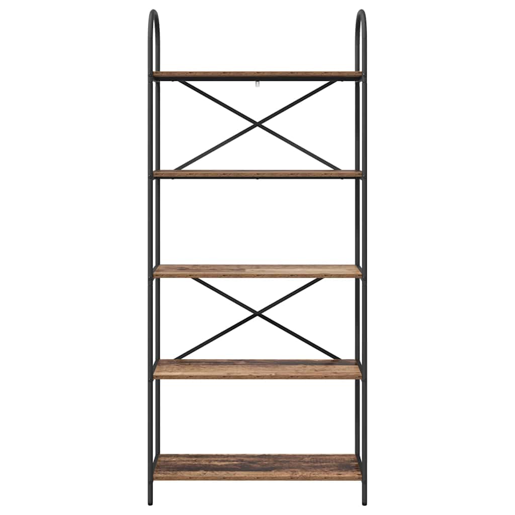 vidaXL Bookshelf 5-Tier 80 x 30 x 183 cm Engineered wood Old Wood 5