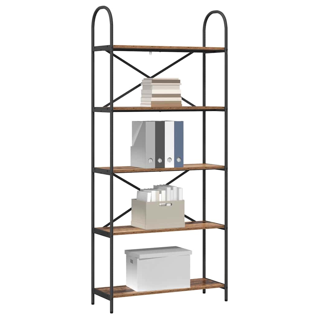 vidaXL Bookshelf 5-Tier 80 x 30 x 183 cm Engineered wood Old Wood 3