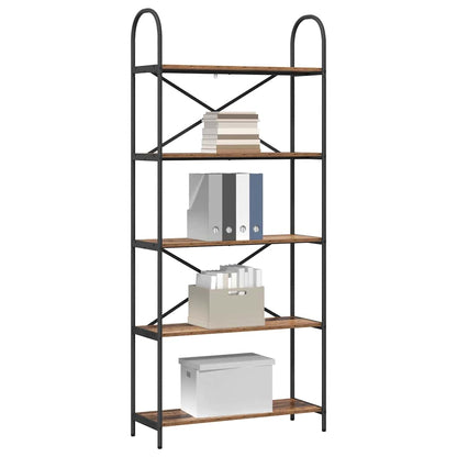 vidaXL Bookshelf 5-Tier 80 x 30 x 183 cm Engineered wood Old Wood 3