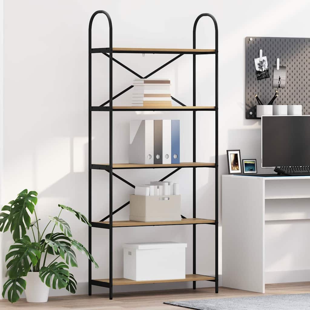 vidaXL Bookshelf 5-Tier 80 x 30 x 183 cm Engineered wood Artisan Oak 1