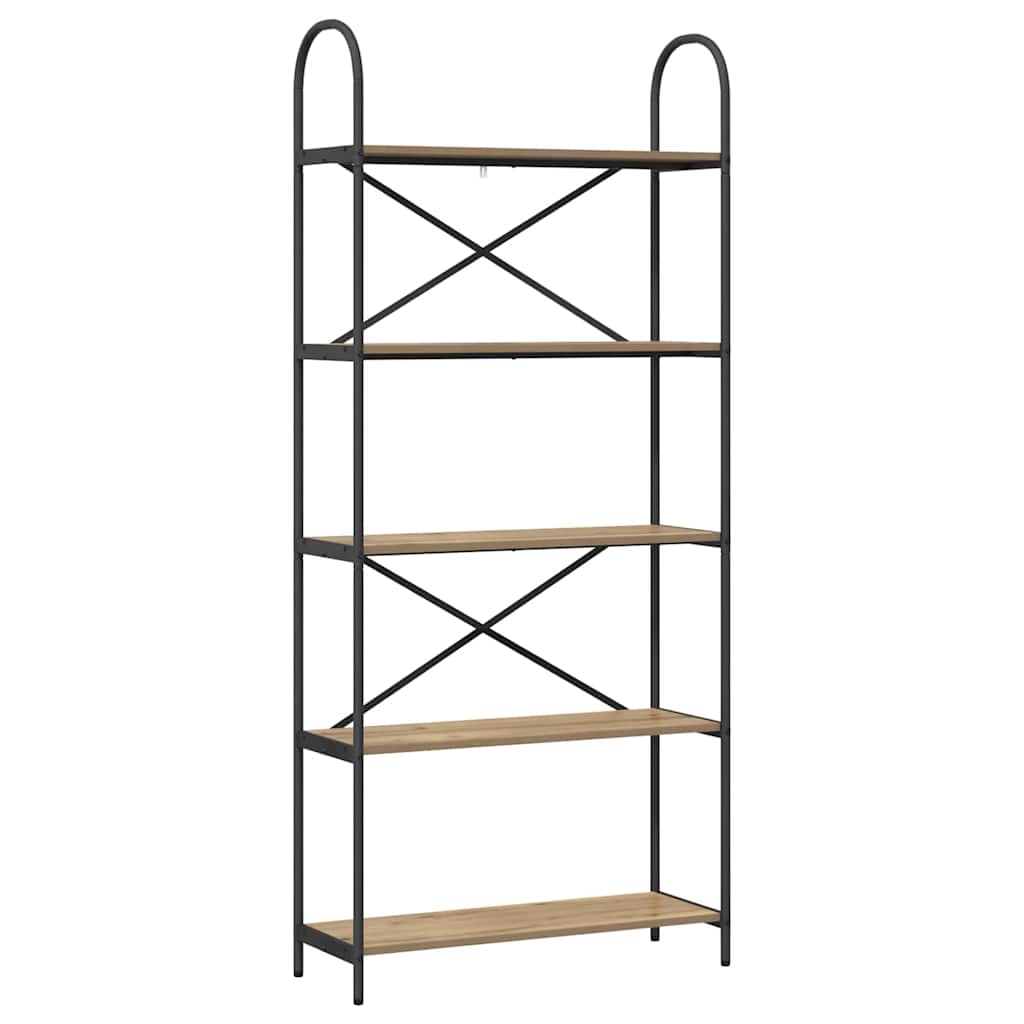 vidaXL Bookshelf 5-Tier 80 x 30 x 183 cm Engineered wood Artisan Oak 2