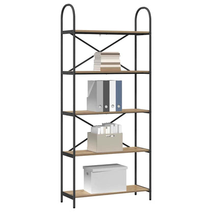 vidaXL Bookshelf 5-Tier 80 x 30 x 183 cm Engineered wood Artisan Oak 3