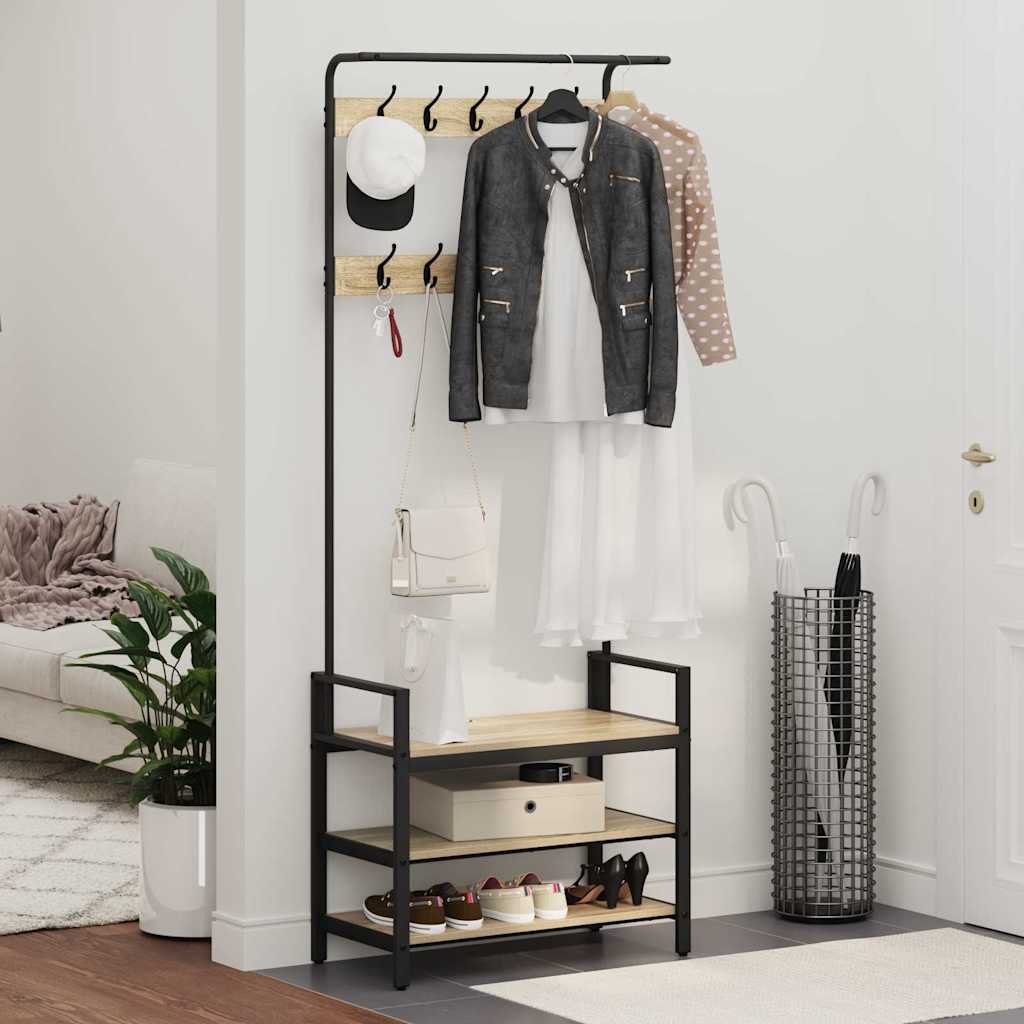vidaXL Coat Rack Sonoma Oak 75 x 34 x 184 cm Engineered wood 4