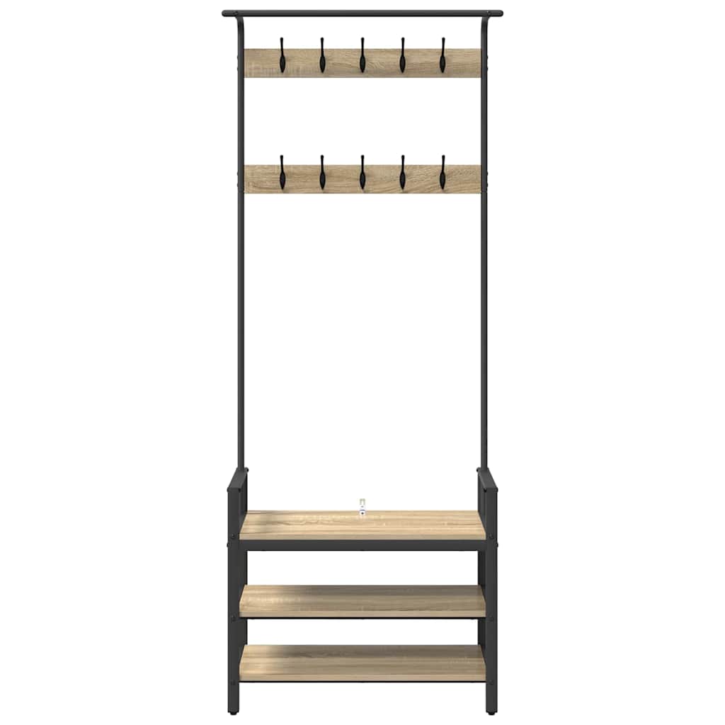 vidaXL Coat Rack Sonoma Oak 75 x 34 x 184 cm Engineered wood 5