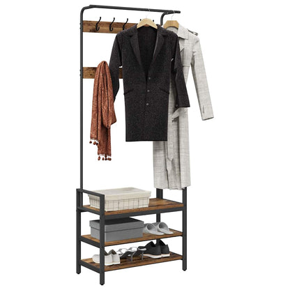 vidaXL Coat Rack with Shelf Old Wood 75 x 34 x 184 cm Engineered wood 3