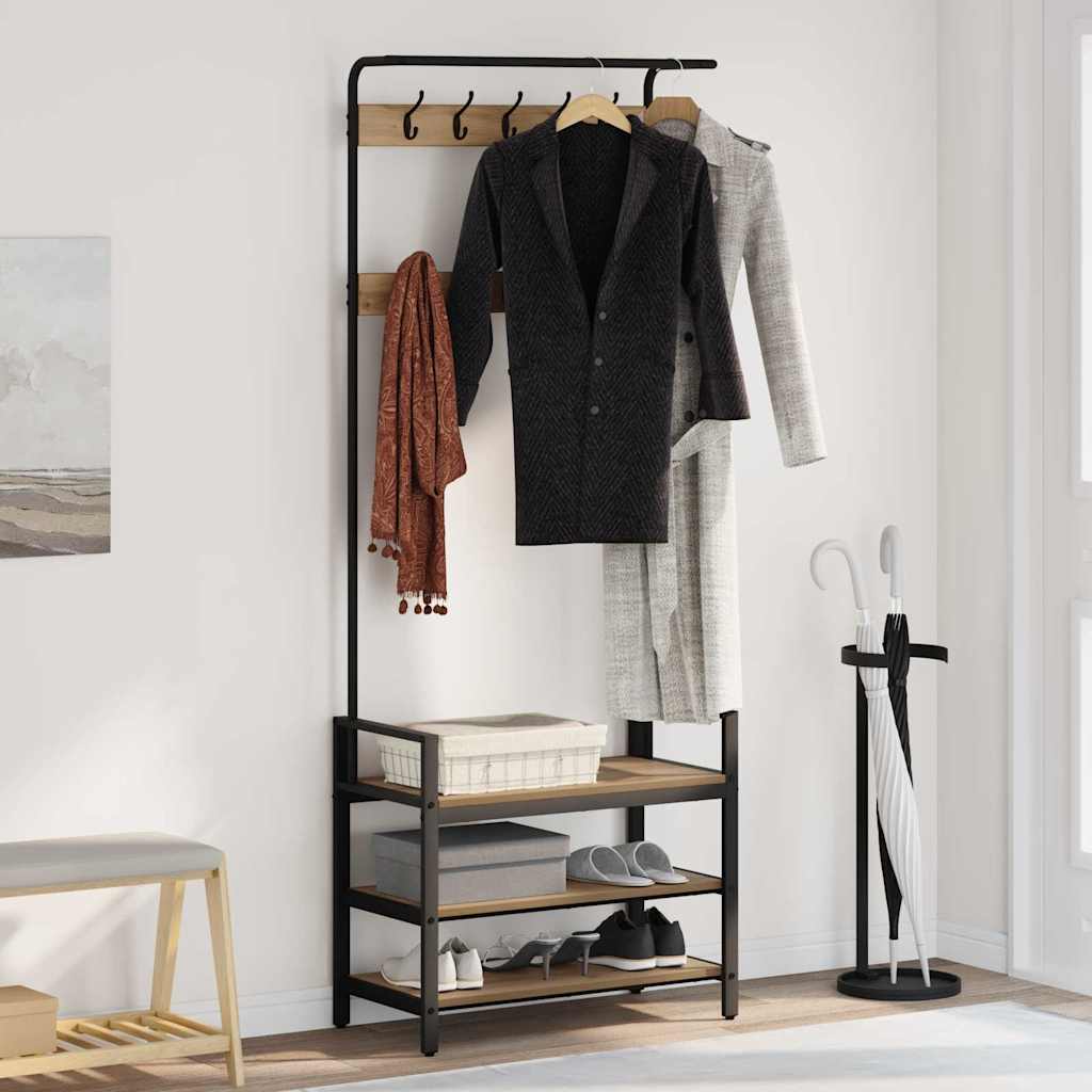 vidaXL Coat Rack Artisan Oak 75 x 34 x 184 cm Engineered wood 1