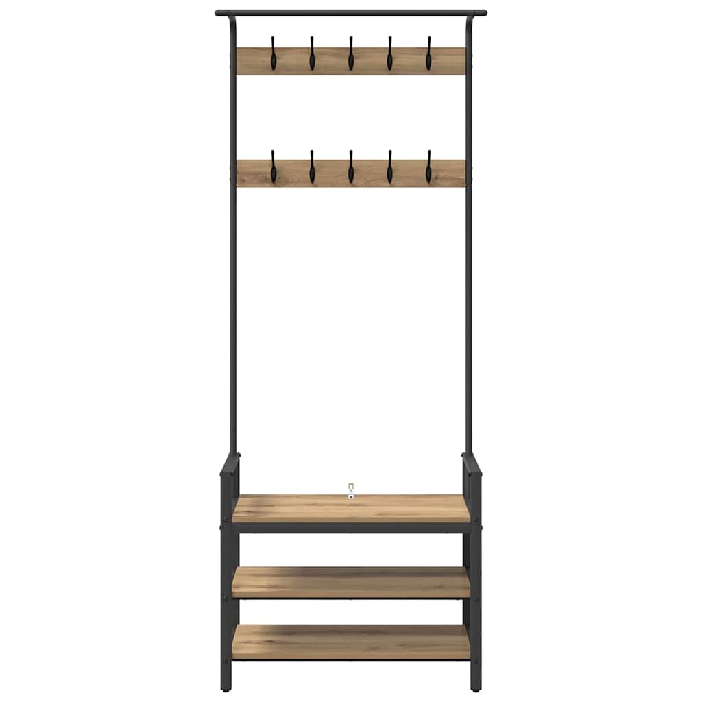 vidaXL Coat Rack Artisan Oak 75 x 34 x 184 cm Engineered wood 5