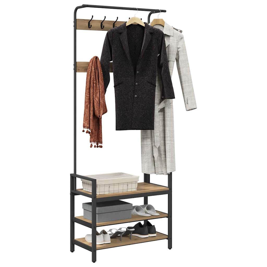 vidaXL Coat Rack Artisan Oak 75 x 34 x 184 cm Engineered wood 3