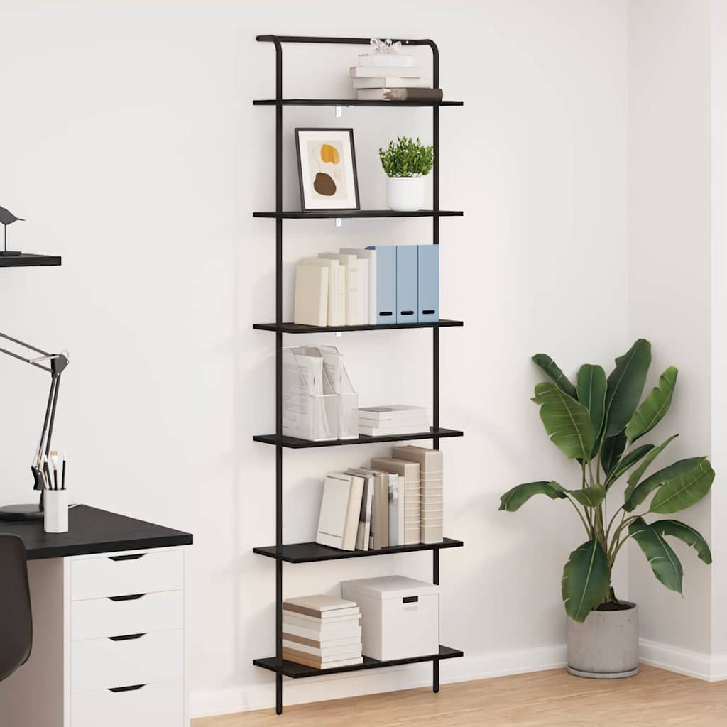vidaXL Bookshelf 6-Tier 60 x 24 x 203 cm Engineered wood Black Oak 1