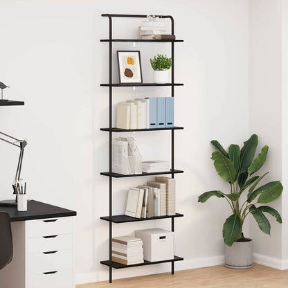 vidaXL Bookshelf 6-Tier 60 x 24 x 203 cm Engineered wood Black Oak 1