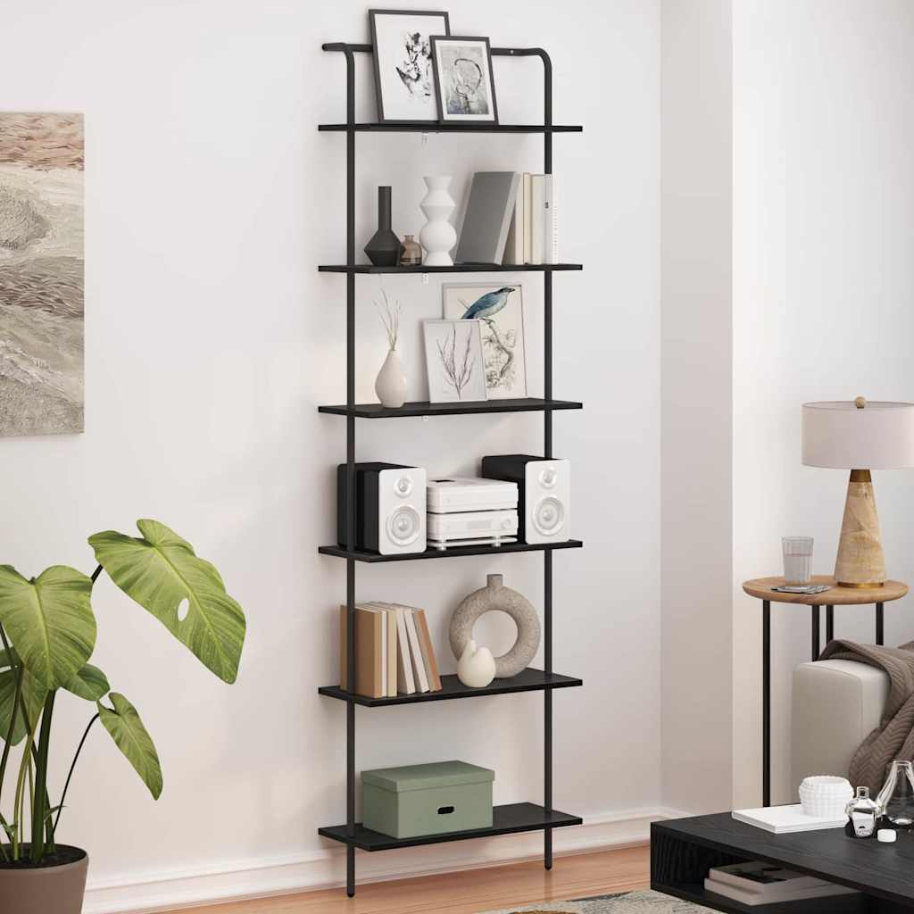 vidaXL Bookshelf 6-Tier 60 x 24 x 203 cm Engineered wood Black Oak 4