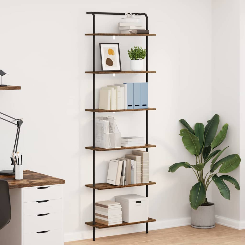 vidaXL Bookshelf 6-Tier 60 x 24 x 203 cm Engineered wood Smoked Oak 1