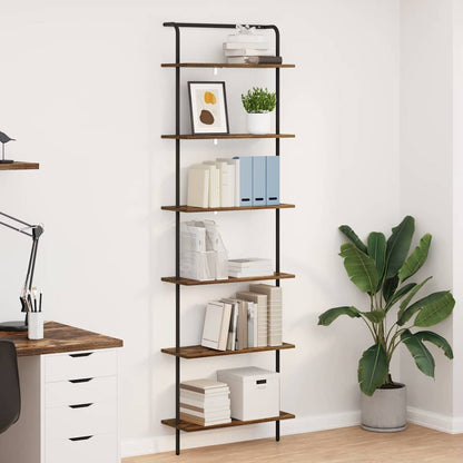 vidaXL Bookshelf 6-Tier 60 x 24 x 203 cm Engineered wood Smoked Oak 1