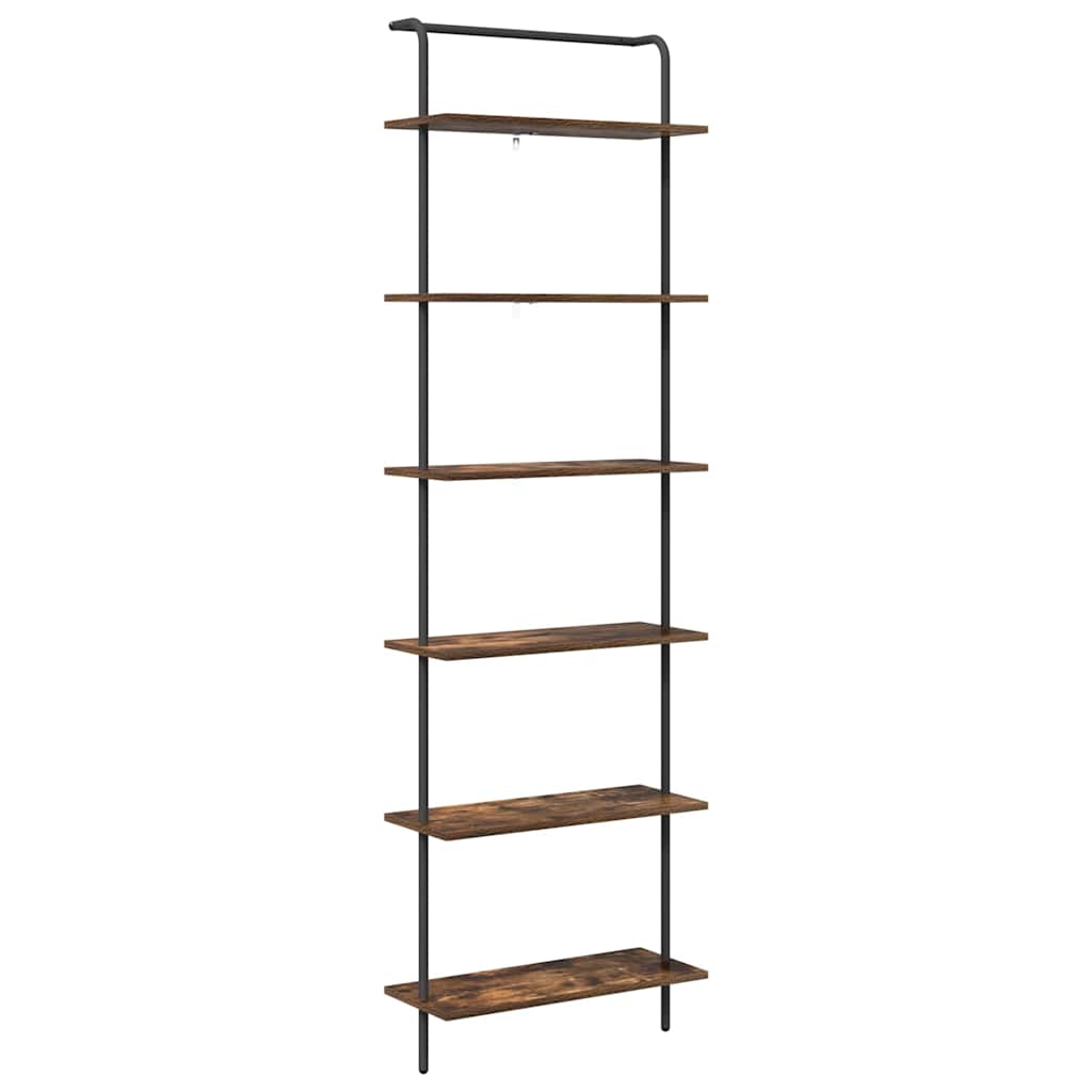 vidaXL Bookshelf 6-Tier 60 x 24 x 203 cm Engineered wood Smoked Oak 2