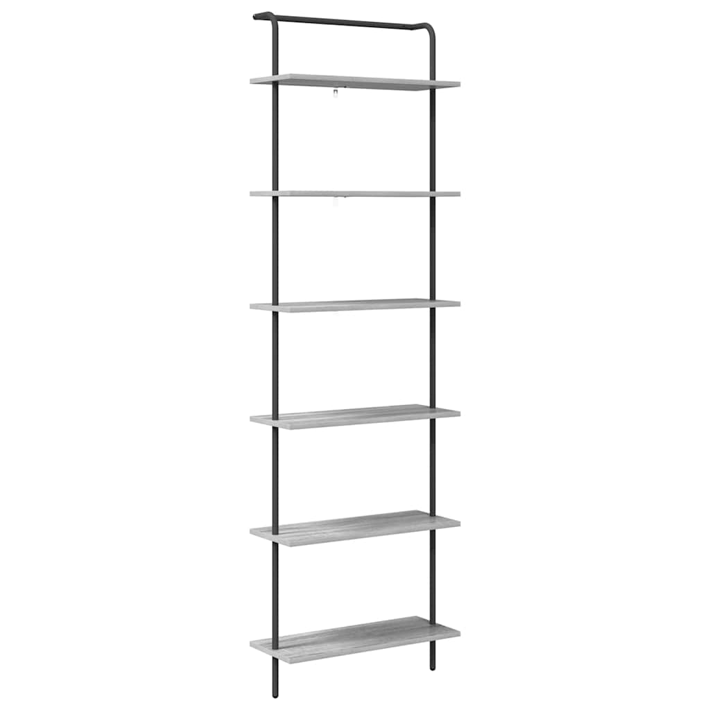 vidaXL Bookshelf 6-Tier 60 x 24 x 203 cm Engineered wood Grey Sonoma 2