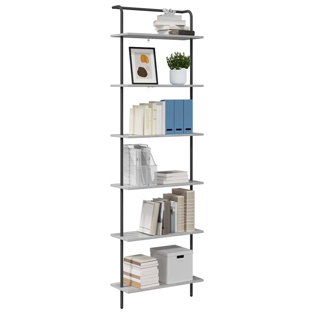 vidaXL Bookshelf 6-Tier 60 x 24 x 203 cm Engineered wood Grey Sonoma 3