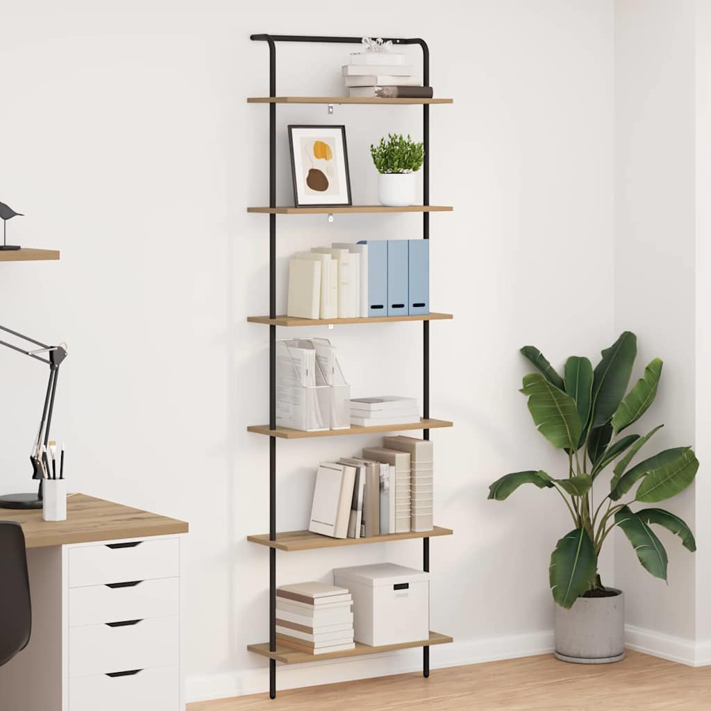 vidaXL Bookshelf 6-Tier 60 x 24 x 203 cm Engineered wood Artisan Oak 1