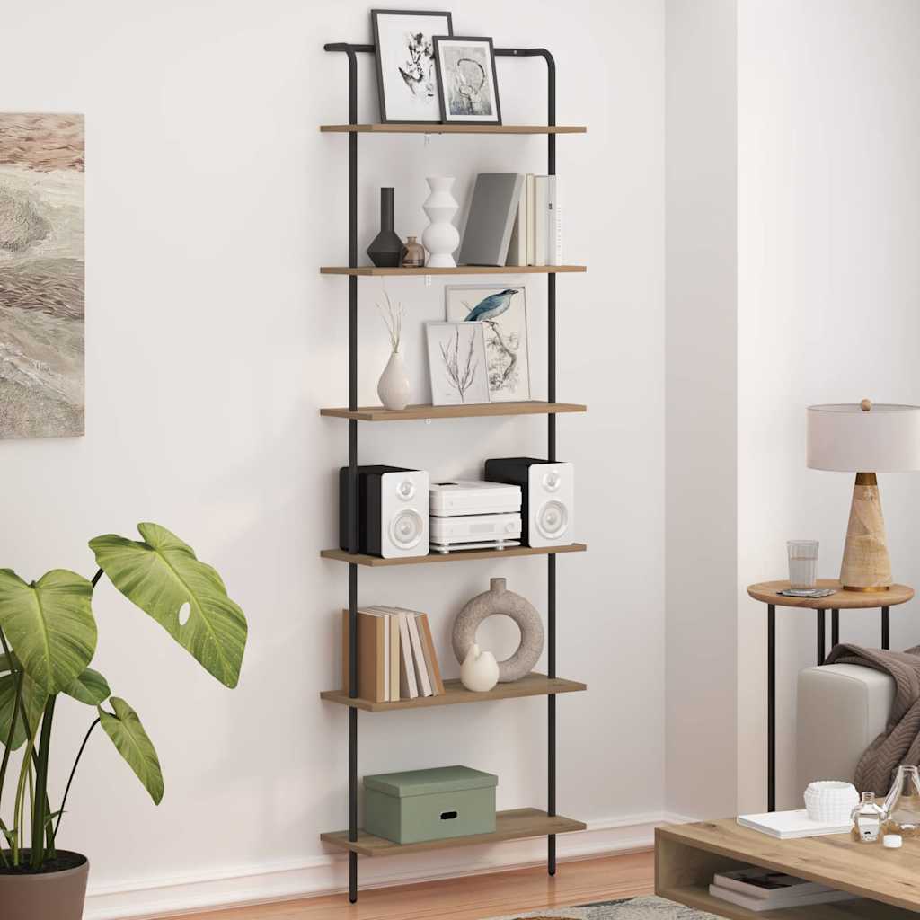 vidaXL Bookshelf 6-Tier 60 x 24 x 203 cm Engineered wood Artisan Oak 4