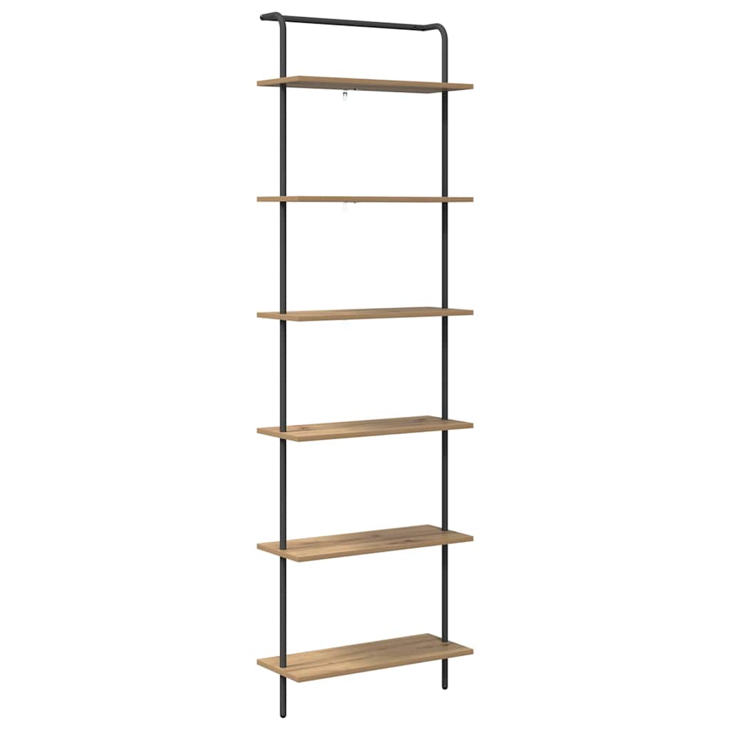 vidaXL Bookshelf 6-Tier 60 x 24 x 203 cm Engineered wood Artisan Oak 2