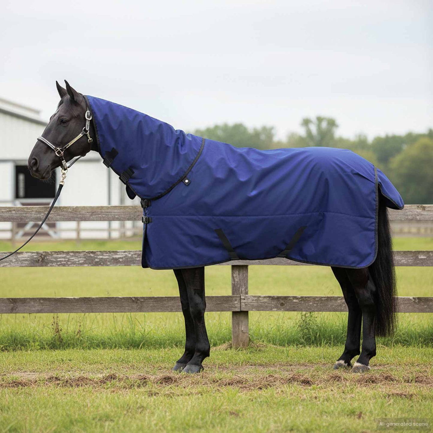 vidaXL Horse Blanket Full Navy Blue 155 cm Polyester 1