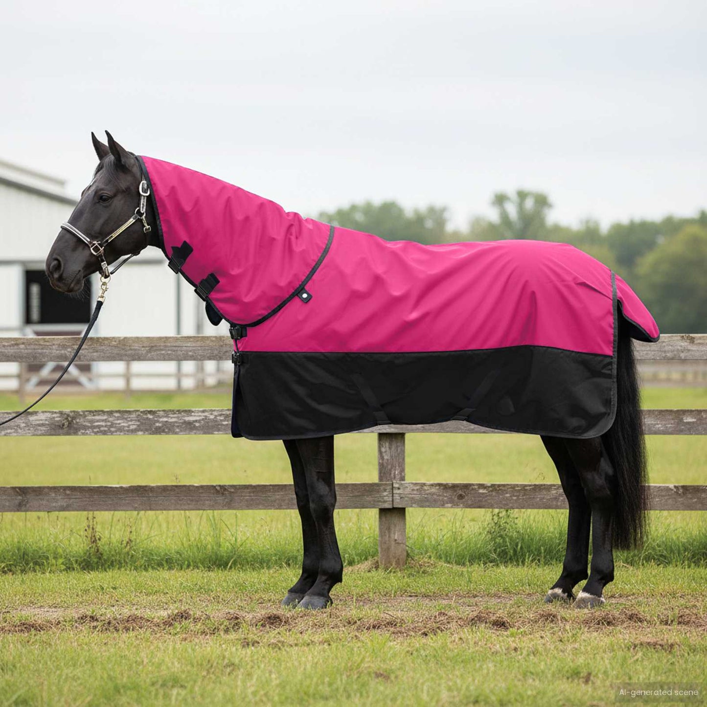 vidaXL Horse Blanket Pink and Black 165 cm Polyester 1