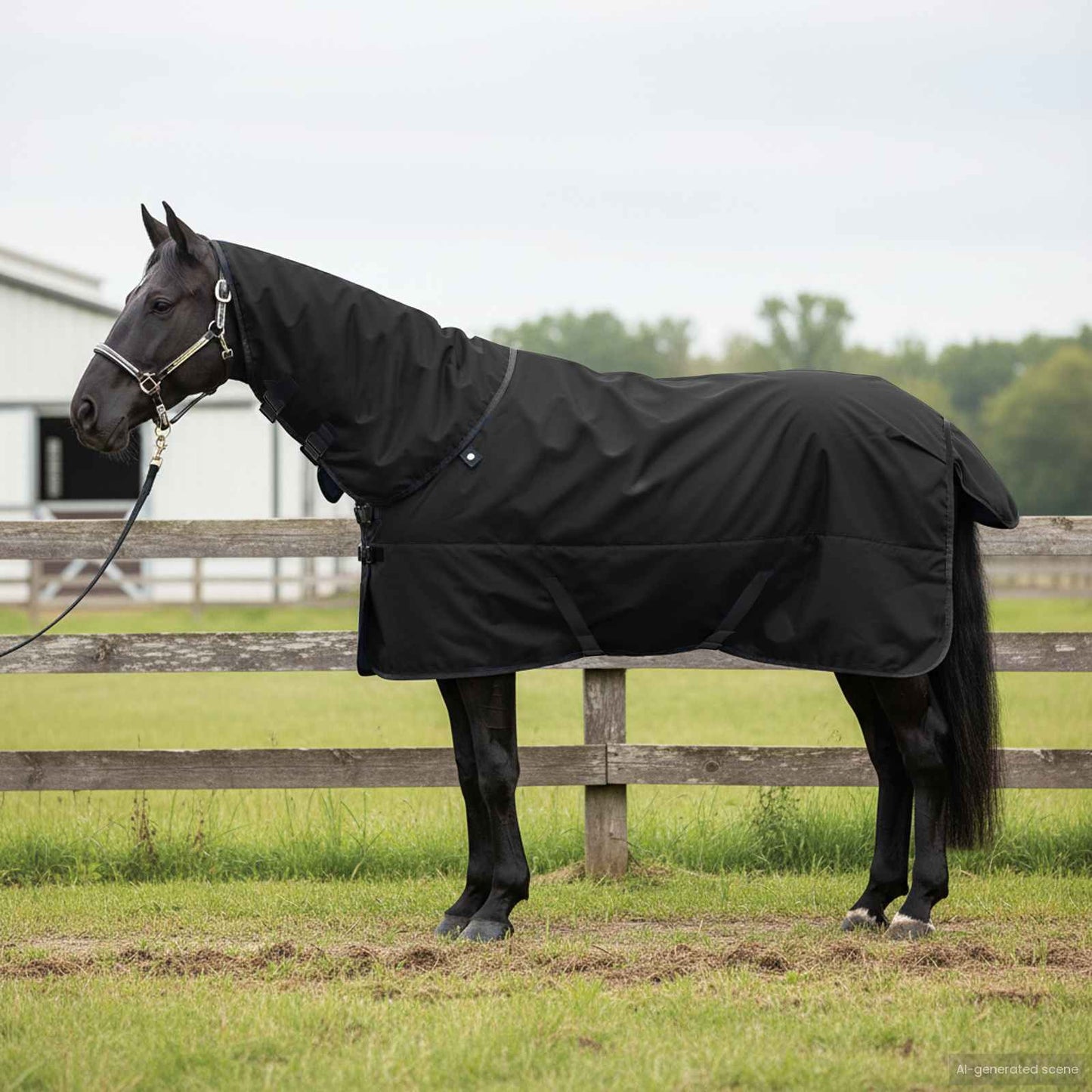 vidaXL Horse Blanket Full Black 125 cm Polyester 1